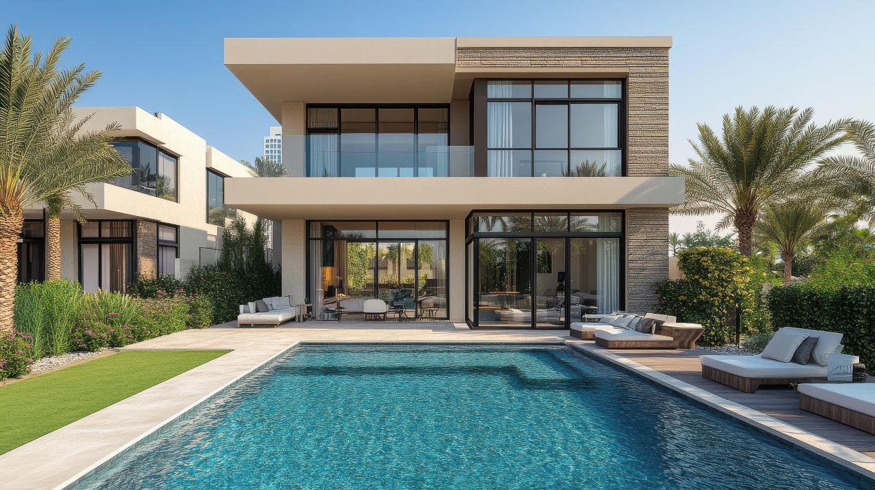 Moderne Luxusvilla mit Pool und Palmengarten in Dubai – Beispiel für Immobilie beim Ferienhaus Dubai kaufen